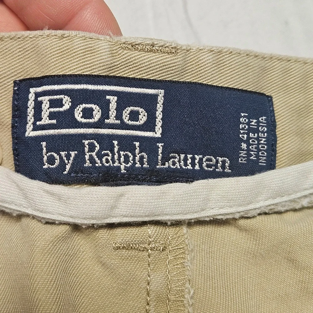Polo Ralph Lauren Chino Shorts Mens 36 Tan Pleated Classic Cotton Khaki Walking